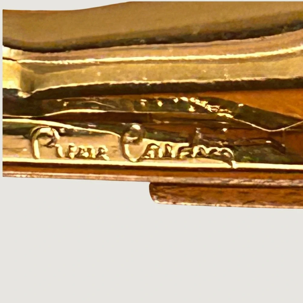 Pierre Cardin Tie Bar Gold Tone Rectangular Faux Diamond Crystal 2 Inch JW 72